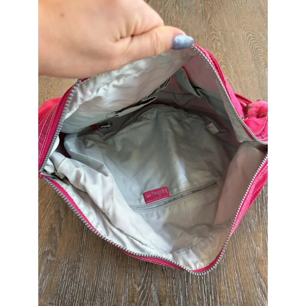 Kipling Farrah Hot Pink Large Shoulder/Crossbody Hobo Bag Lightweight Travel EUC